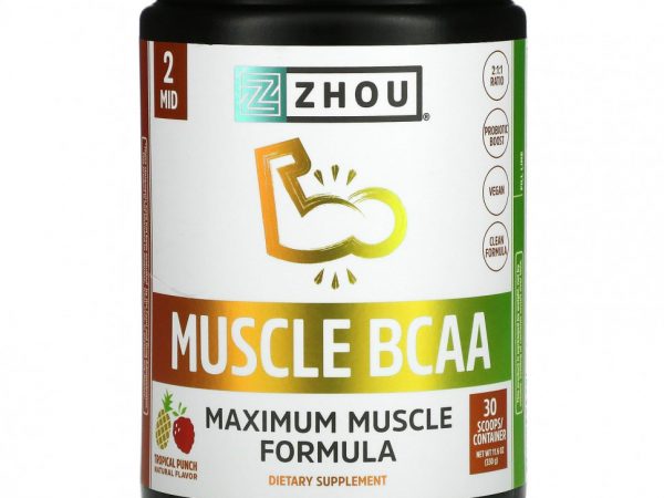 Zhou Nutrition, Muscle BCAA, Maximum Muscle Formula, Tropical Punch, 330 г (11,6 унции)