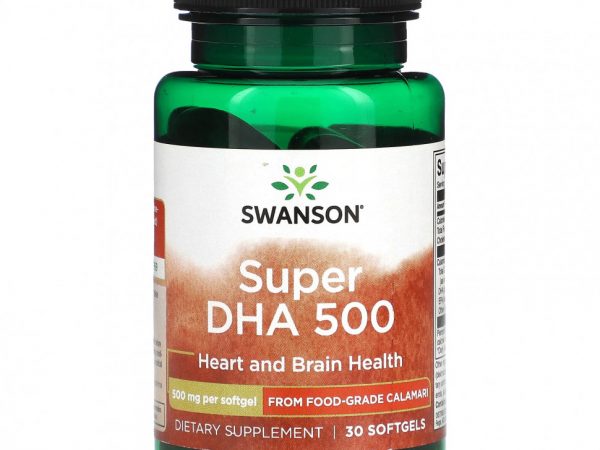 Swanson, Super DHA 500, 500 мг, 30 мягких таблеток