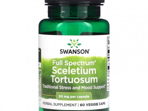 Swanson, Sceletium Tortuosum полного спектра, 50 мг, 60 растительных капсул