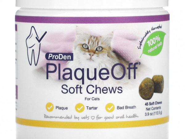 ProDen, PlaqueOff, жевательные таблетки, для кошек, 45 жевательных таблеток, 112,5 г (3,9 унции)