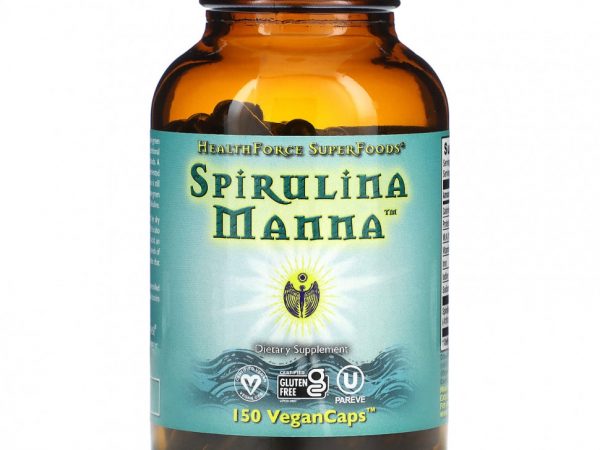 HealthForce Superfoods, Спирулина и манна, 150 веганских капсул