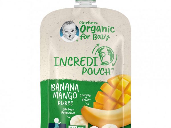 Gerber, Organic for Baby, 2nd Foods, банан, манговое пюре, 90 г (3,17 унции)