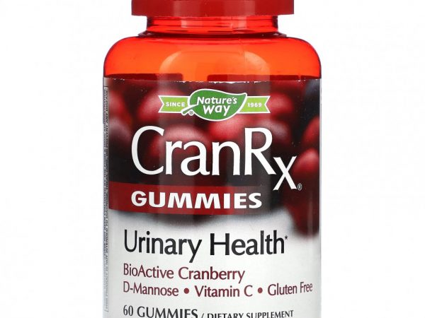 Nature's Way, CranRx, средство для мочевыводящих путей, биоактивная клюква, 60 жевательных таблеток