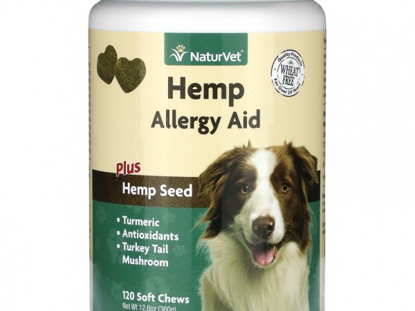 NaturVet, Hemp Allergy Aid Plus Hemp Seed, для собак, 120 жевательных таблеток, 360 г (12,6 унции)