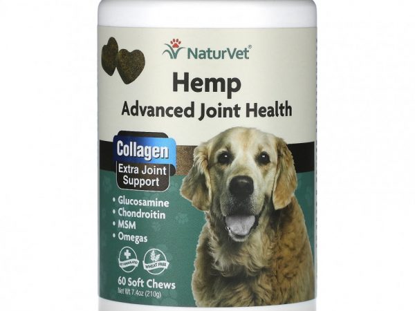 NaturVet, Конопля для здоровья суставов, для собак, от 12 недель, 60 жевательных таблеток, 210 г (7,4 унции)