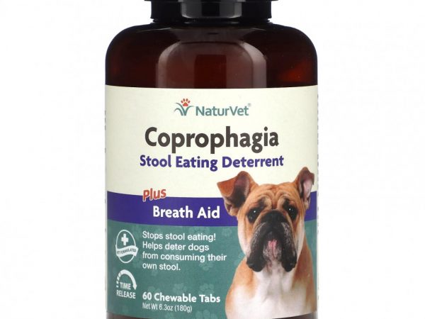 NaturVet, Coprophagia, средство, сдерживающее переедание стула, с облегчением дыхания, 60 жевательных таблеток, 180 г (6,3 унции)