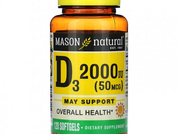 Mason Natural, D3, 50 mcg (2,000 IU), 120 Softgels