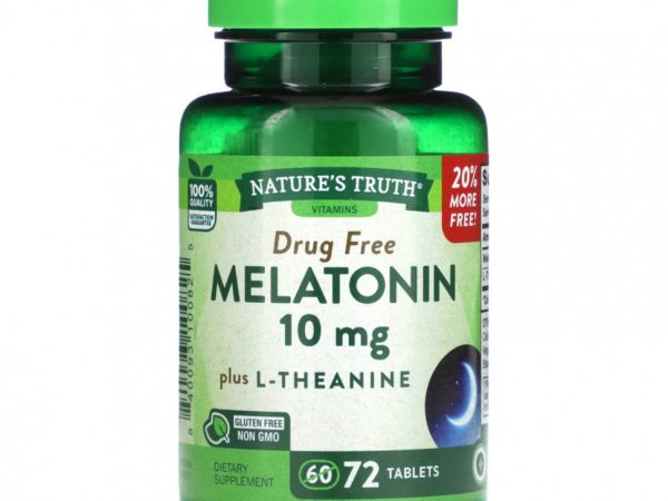 Nature's Truth, Мелатонин с L-теанином, 10 мг, 72 таблетки