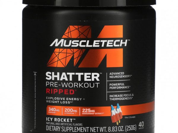 MuscleTech, Shatter Pre-Workout Ripped, Icy Rocket, 250 г (8,83 унции)