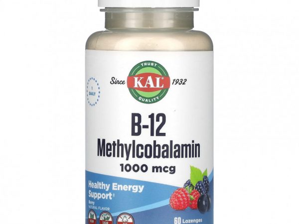 KAL, B-12 Methylcobalamin, Berry, 1,000 mcg, 60 Lozenges