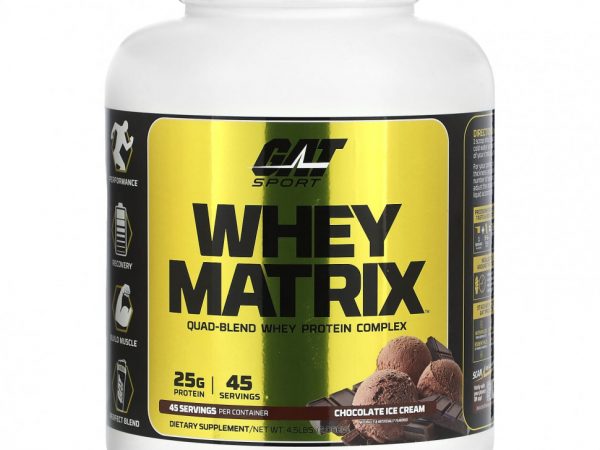 GAT, Whey Matrix, комплекс из четырех смесей сывороточного протеина, шоколадное мороженое, 2,06 кг (4,5 фунта)