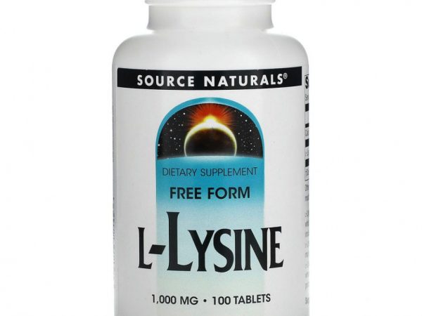 Source Naturals, L-лизин, 1000 мг, 100 таблеток
