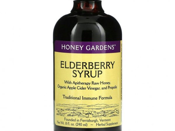 Honey Gardens, сироп бузины с сырым медом для апитерапии, органическим яблочным уксусом и прополисом, 240 мл (8 жидк. унций)