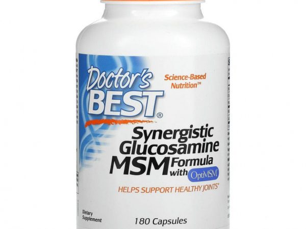 Doctor's Best, синергетическая формула глюкозамина и МСМ с OptiMSM, 180 капсул