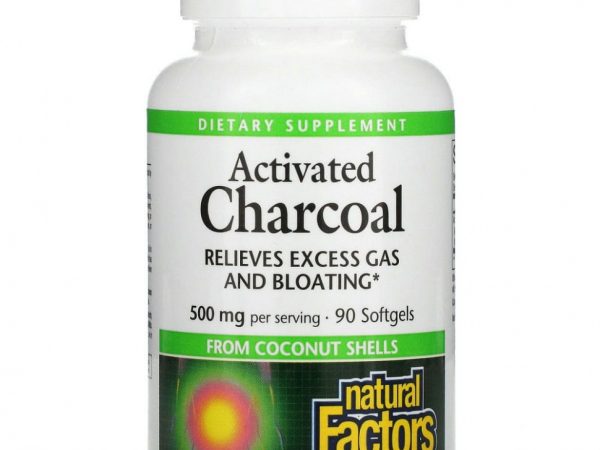 Natural Factors, Активированный уголь, 250 мг, 90 мягких таблеток
