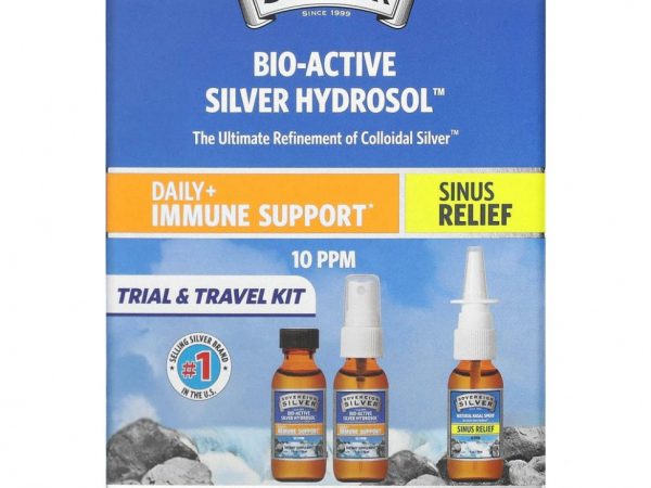 Sovereign Silver, Bio-Active Silver Hydrosol, Daily + Immune Support, Trial & Travel Kit, 10 част. / Млн, 3 шт., По 29 мл (1 жидк. Унция)