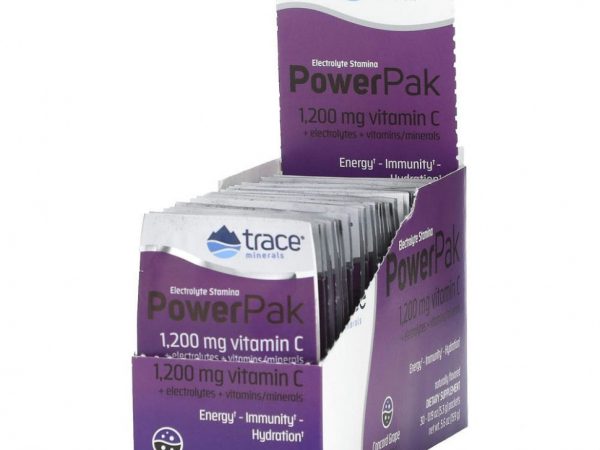 Trace Minerals ®, Electrolyte Stamina PowerPak, виноград Конкорд, 30 пакетиков. 5,3 г (0,19 унции) каждый