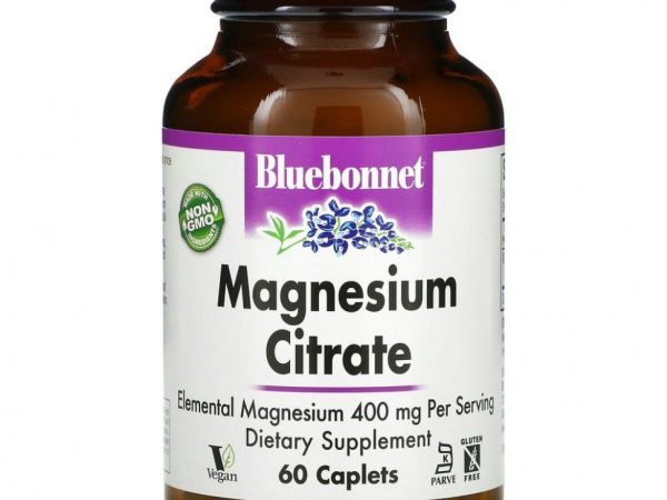 Bluebonnet Nutrition, цитрат магния, 400 мг, 60 капсул