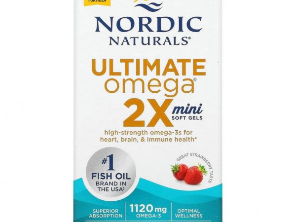 Nordic Naturals, Ultimate Omega 2X, со вкусом клубники, 560 мг, 60 мини-капсул