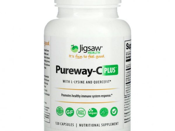 Jigsaw Health, Pureway-C Plus с L-лизином и Quercefit, 120 капсул