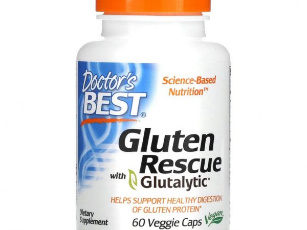 Doctor's Best, Gluten Rescue, ферменты для расщепления глютена с Glutalytic, 60 вегетарианских капсул