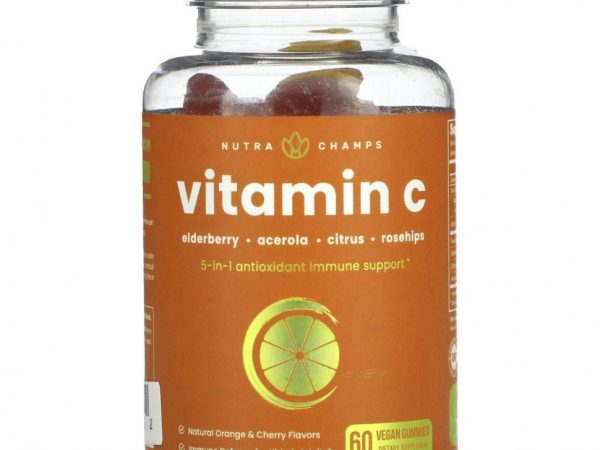 NutraChamps, Vitamin C, Natural Orange & Cherry, 60 Vegan Gummies