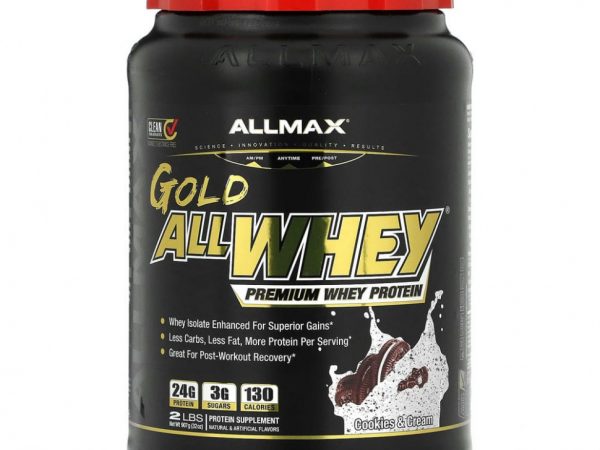 ALLMAX Nutrition, Gold AllWhey, 100% сывороточный протеин премиального качества, печенье и сливки, 907 г (32 унции)