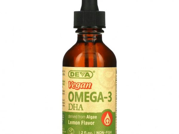 Deva, веганские кислоты Omega-3 ДГК, с лимонным вкусом, 60 мл (2 жидк. унции)