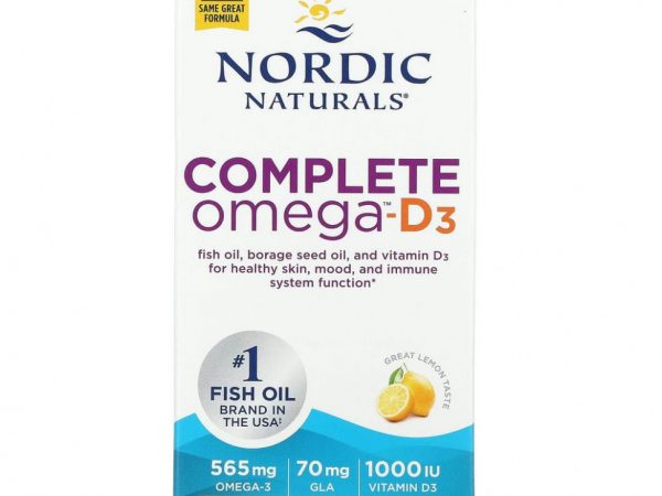 Nordic Naturals, Полный комплекс Омега-D3, лимон, 500 мг, 120 капсул