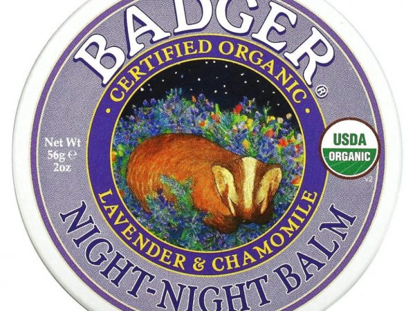 Badger Company, Organic, бальзам 'ночь-ночь', лаванда и ромашка, 2 унции (56 г)