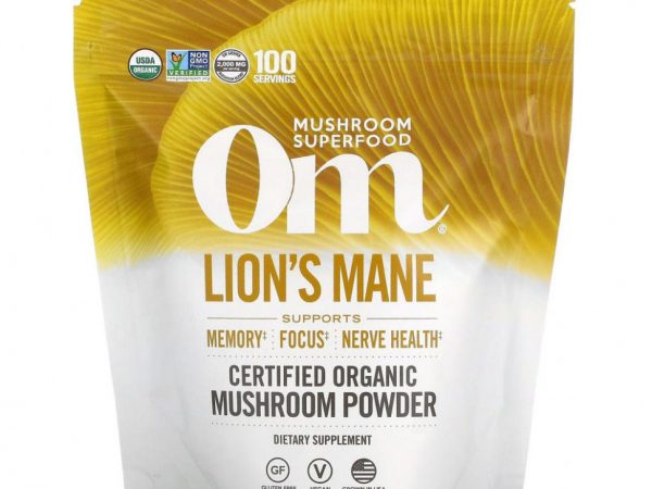 Om Mushrooms, Сертифицированный органический грибной порошок, львиная грива, 200 г (7,05 унции)