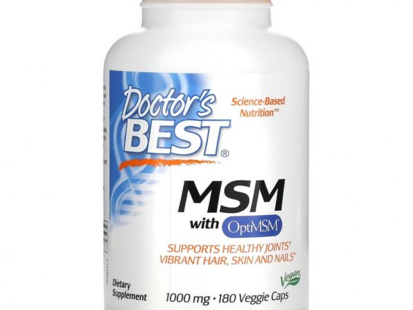 Doctor's Best, МСМ с OptiMSM, 1000 мг, 180 растительных капсул