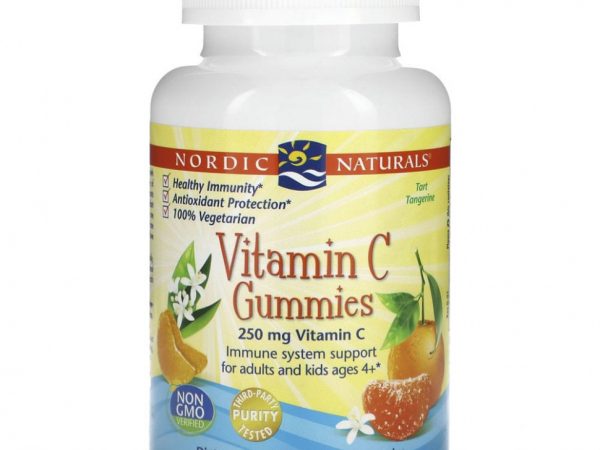 Nordic Naturals, жевательные таблетки с витамином C, со вкусом мандарина, 125 мг, 60 жевательных таблеток