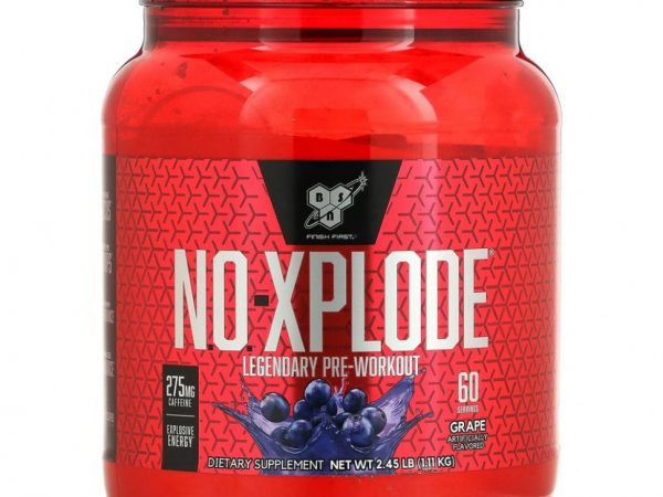 BSN, N.O.-Xplode, Legendary Pre-Workout, со вкусом винограда, 1,11 кг (2,45 фунта)