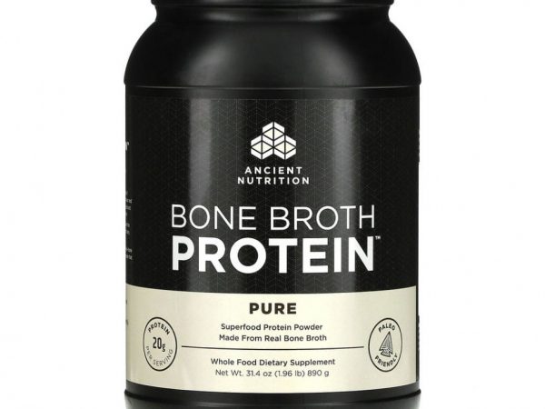Dr. Axe / Ancient Nutrition, Bone Broth Protein, чистый белок, 890 г (1,96 фунта)