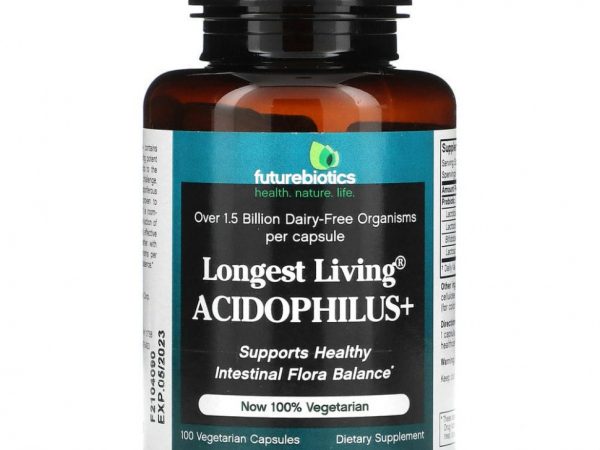 FutureBiotics, Longest Living Acidophilus +, 100 вегетарианских капсул