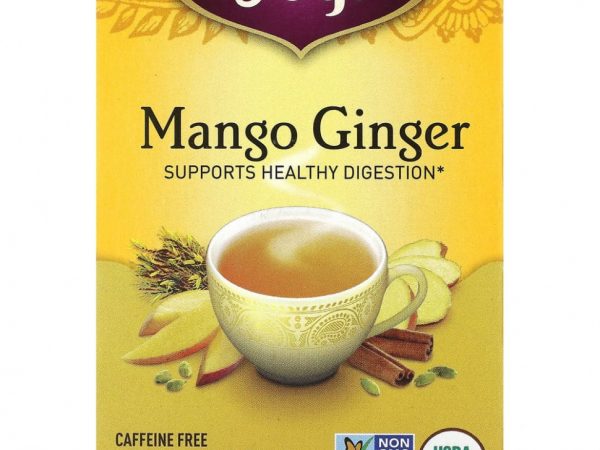 Yogi Tea, манго и имбирь, без кофеина, 16 чайных пакетиков, 32 г (1,12 унции)