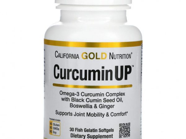 California Gold Nutrition, CurcuminUP, комплекс с омега-3 и куркумином, для подвижности и комфорта в работе суставов, 30 капсул из рыбьего желатина