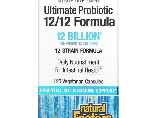 Natural Factors, Ultimate Probiotic, 12/12 Formula, 12 миллиардов КОЕ, 120 растительных капсул