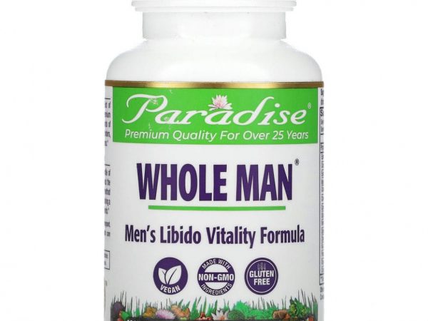 Paradise Herbs, Whole Man, формула поддержания жизненной силы мужского либидо, 60 вегетарианских капсул