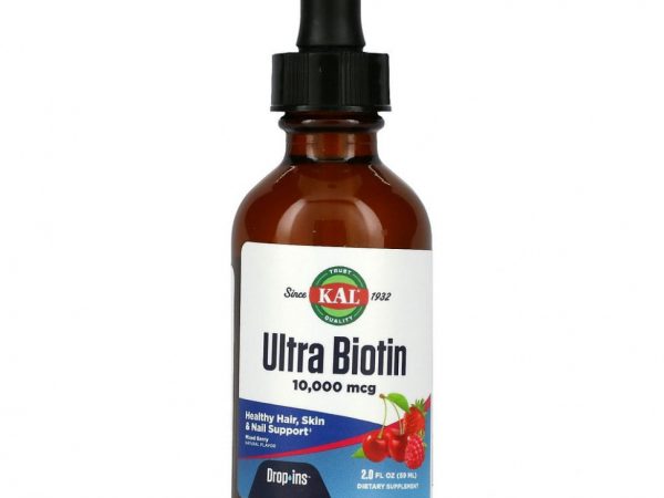 KAL, Ultra Biotin, натуральный ароматизатор «Смесь ягод», 10000 мкг, 59 мл (2 жидк. унции)