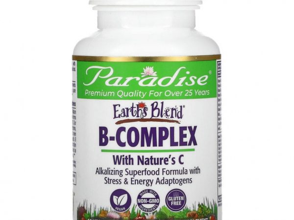 Paradise Herbs, Earth's Blend, комплекс витаминов группы В с комплексом Nature's C, 60 вегетарианских капсул