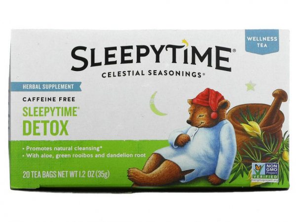 Celestial Seasonings, Sleepytime, чай для хорошего самочувствия, детокс, без кофеина, 20 чайных пакетиков, 35 г (1,2 унции)