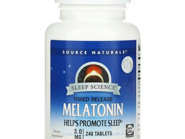 Source Naturals, Мелатонин, медленное высвобождение, 3 мг, 240 таблеток