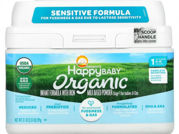 Happy Family Organics, Organics Happy Baby, смесь для младенцев с железом, этап 2, 0–12 месяцев, 595 г (21 унция)