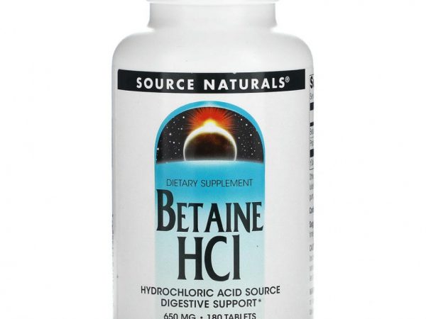 Source Naturals, Бетаина гидрохлорид, 650 мг, 180 таблеток