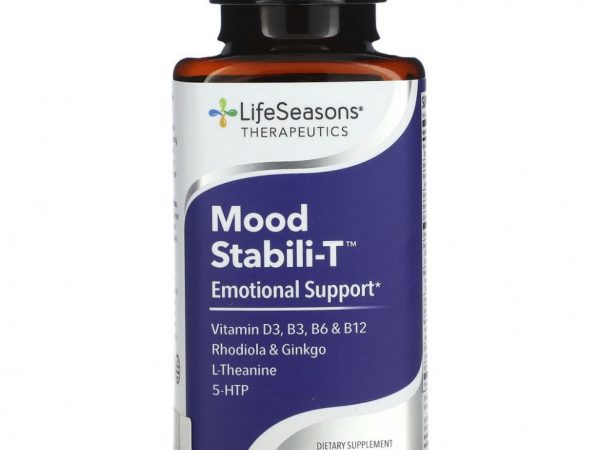 LifeSeasons, Mood Stabili-T, добавка для поддержки хорошего настроения, 60 вегетарианских капсул