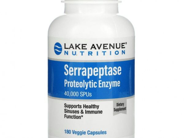 Lake Avenue Nutrition, серрапептаза, протеолитический фермент, 40 000 SPU, 180 растительных капсул