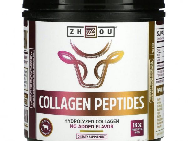 Zhou Nutrition, пептиды коллагена, гидролизованный коллаген, без ароматизаторов, 510 г (18 унций)