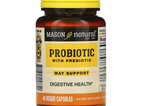 Mason Natural, Пробиотик с пребиотиком, 40 вегетарианских капсул